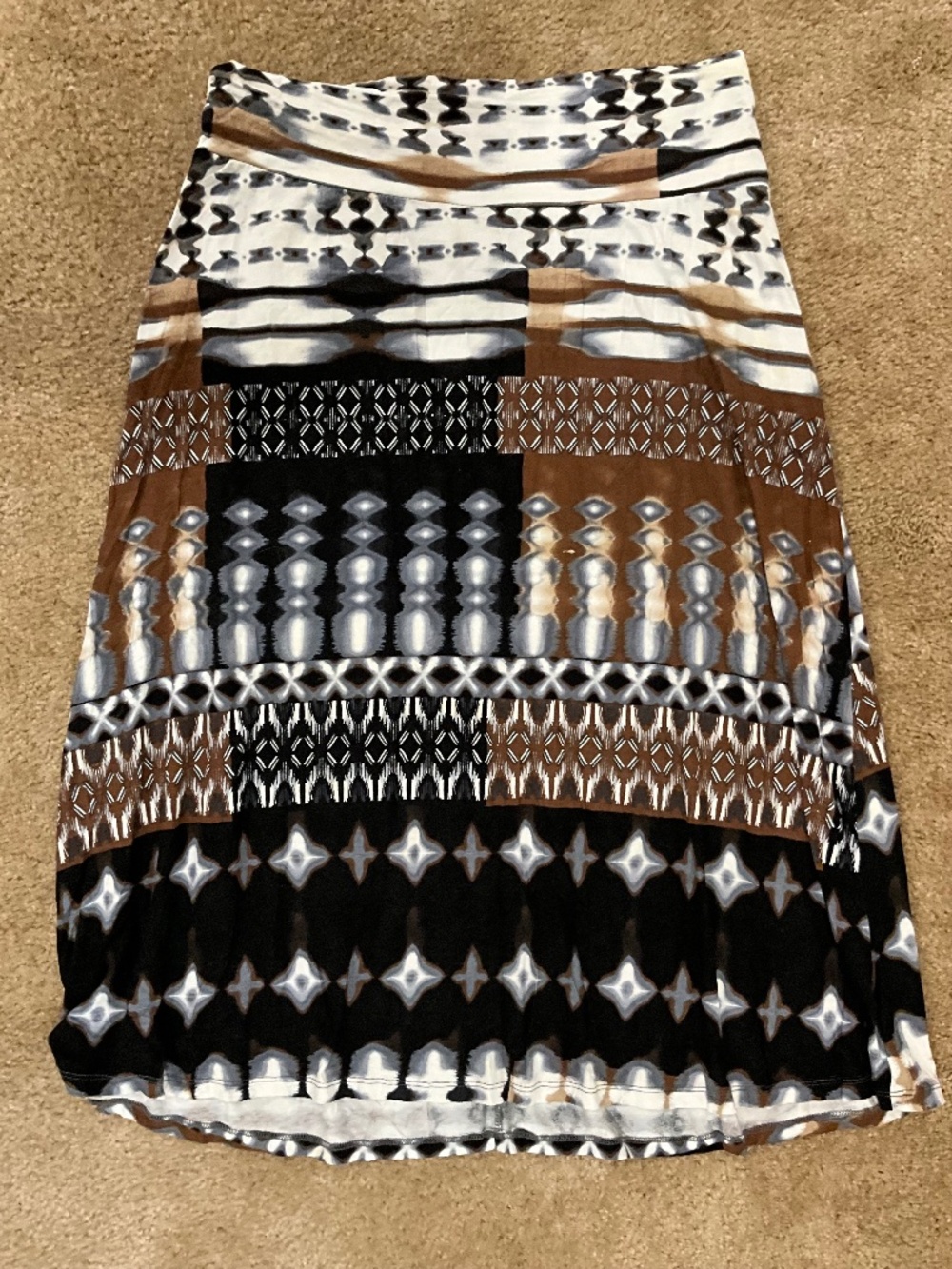 Bobeau XL skirt, rayon/spandex blend, black, brown, white